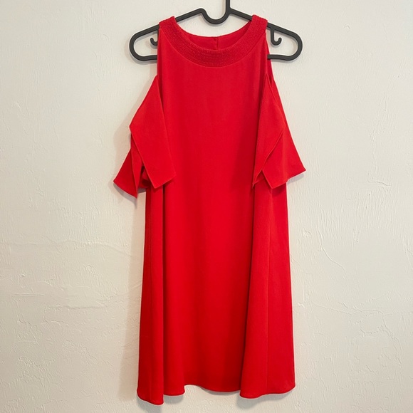 Zara Dresses & Skirts - Pre-loved! ZARA BASIC COLLECTION Classic Red Dress woth Cold Shoulder!